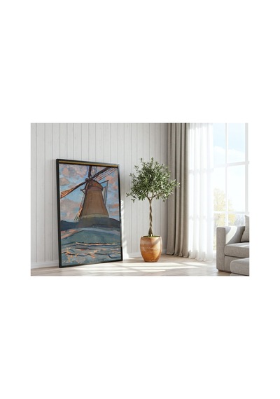 Mondrian Yel Değirmeni, Dallas Çerçevesiz Poster 21x30 Cm A4 Tablo Modern Sanat Duvar Dekoru