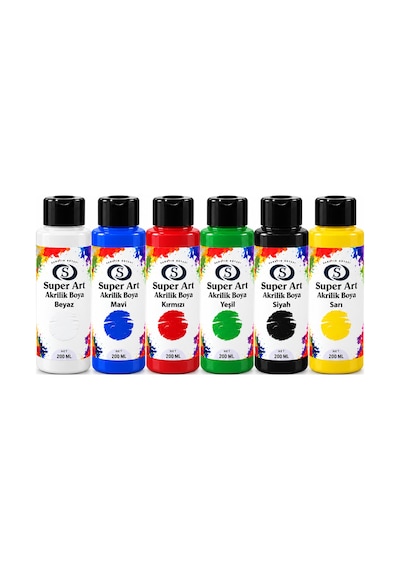 Superart Akrilik Boya Seti 6 Renk 6 200 Ml Çok Renkli