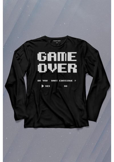 Game Over Atari Retro Pixel Oyun Uzun Kollu Tişört Baskılı T-shirt 001