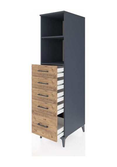 Kronos Dolap 2 Raflı 5 Çekmeceli 44x59x182 Antrasit-çam Antrasit
