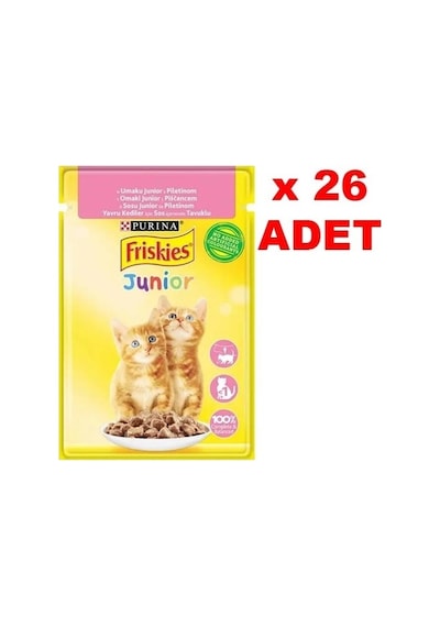 Purina Friskies Junior Tavuklu Soslu Pouch Yavru Kedi Yaş Maması 26 x 85 G