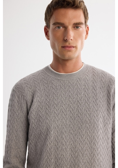 Avva Erkek Gri Bisiklet Yaka Jakarlı Soft Touch Triko Regular Fit Kazak A42y5145 Avva Erkek Gri Bisiklet Yaka Jakarlı Soft Touch Triko Regular Fit Kazak A42y5145