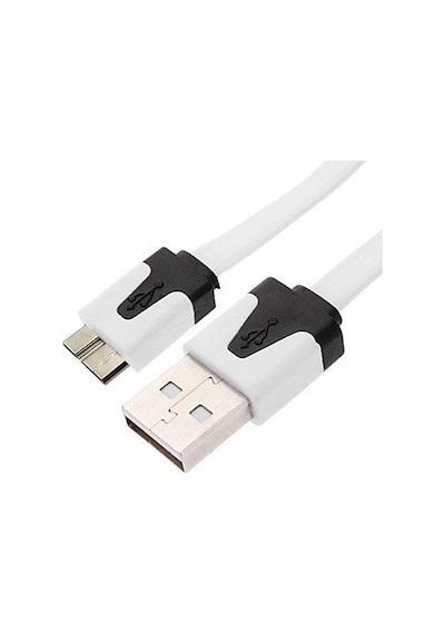 Wozlo Micro USB 3.0 Yassı Harddisk Data Kablosu Beyaz 1 M