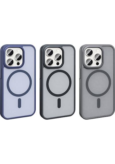 Goocamp Apple Uyumlu iPhone 15 Pro Kılıf Magsafe Şarj Özellikli Mat Arka Yüzey Sio Kapak-siyah Siyah