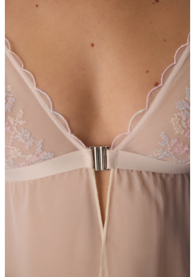 Penti Bej Front Opening Broderie Babydoll