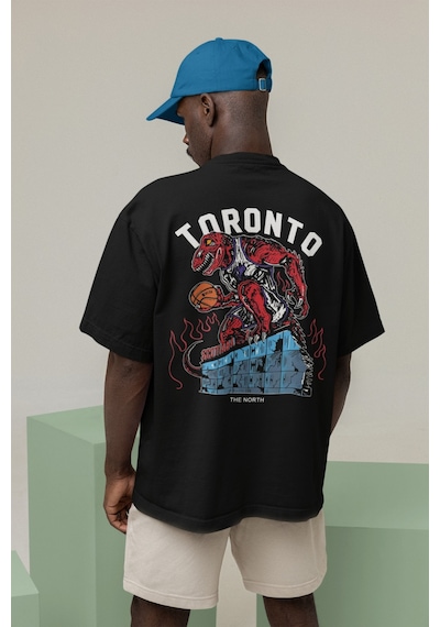 Noıssey Toronto Raptors Retro Tasarımlı Unisex Oversize T-shirt Siyah