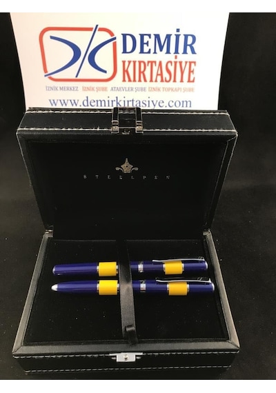 Steelpen Force Serisi 8603 Sarı Lacivert Dolma+tükenmez Kalem Çok Renkli