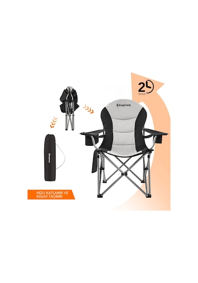Kingcamp Cedar Deluxe Ultra Bel Destekli Kamp Sandalyesi Grey Gri