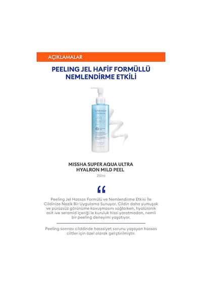 Missha Super Aqua Ultra Hyalron Mild peeling Gel Hyluronik Asit İçerikli Hafif Jel Peeling 250  ML