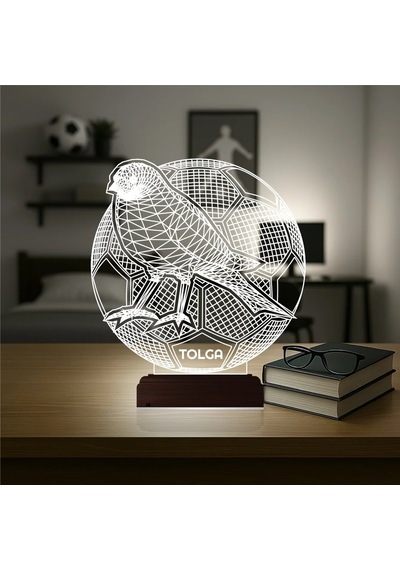 Luvivia Sarı Kanarya Futbol Topu Taraftar Kişiye Özel 3d Lamba - Masa Gece Lambası Şeffaf