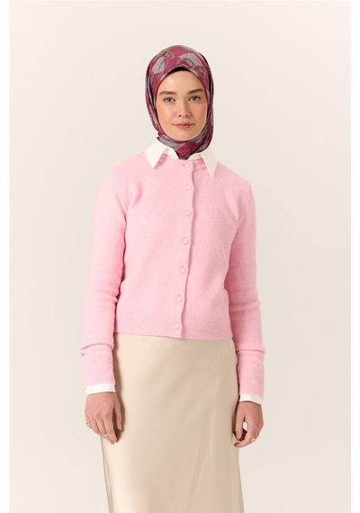 Silk Home İnce Pamuk Soft Eşarp Pastel Pembe-gri Desenli Kaymaz Dokulu Tok Duruşlu 90x90 Çok Renkli