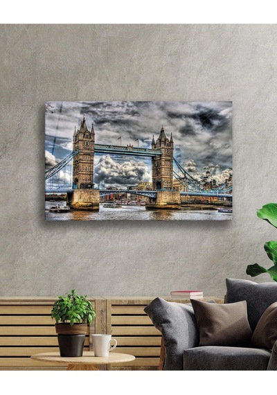 Şehir Köprü Manzara Cam Tablo 4mm Dayanıklı Temperli Cam City Bridge Landscape Glass Painting 4mm D