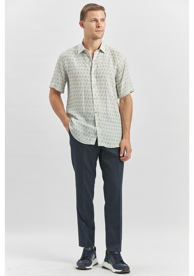 İmza Koyu Mavi Kısa Kollu Baskılı Düğmeli Yaka Keten Casual Slim Fit Dar Kesim Gömlek 1004240241 Koyu Mavi İmza Koyu Mavi Kısa Kollu Baskılı Düğmeli Yaka Keten Casual Slim Fit Dar Kesim Gömlek 1004240241 Koyu Mavi