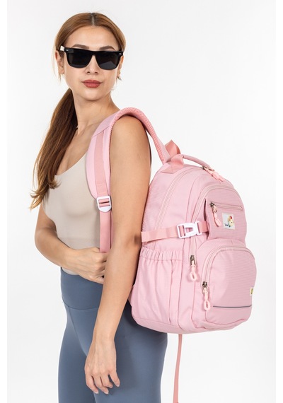 Krınkıl Kumaş Su Geçirmez Ve Çok Bölmeli Çok Teferruatlı Sırt Çantası Günlük, Okul Ve Seyahat İçin - Pembe Pembe