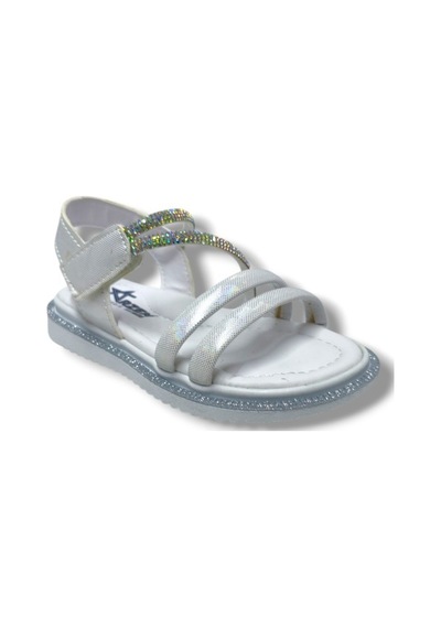 Arzen Bebe 221-25 Anatomik Taşlı Cırtlı Kız Çocuk Sandalet 26-30 Beyaz
