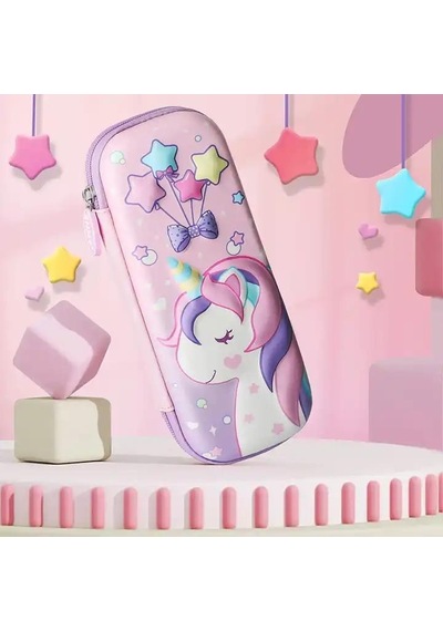 Valkyrie 3 Boyutlu Yıldız Balon Unicorn Su Geçirmez Kalem Kutusu Pembe