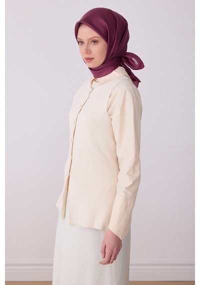 Belli Klasik Desen İpek Twill Eşarp - 2026 İlkbahar-yaz T 4317 Bordo