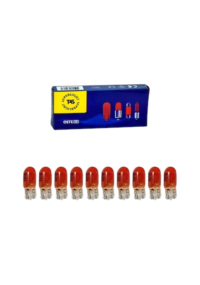 12v 5w Dipsiz T10 Ampul Turuncu Boyalı Amber Cam 10 Adet 1 Kutu