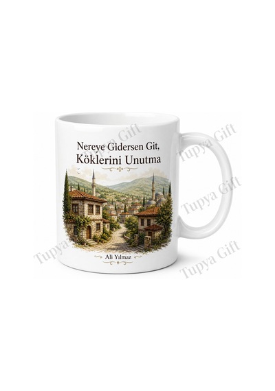 Memleketini Özleyene Hediye Baskılı Kupa Bardak Memleket Özlemi Porselen Mug Beyaz