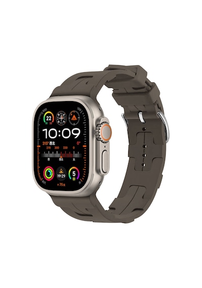 Ekılıf - Apple Uyumlu  Watch Ultra 49mm - Kordon Silikon Kordon Krd-92 - Haki