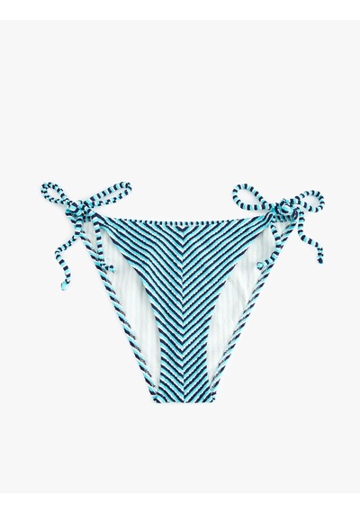 Koton Yanları Bağlamalı Çizgili İpli Bikini Altı Turkuaz 4sak00126mm Turkuaz