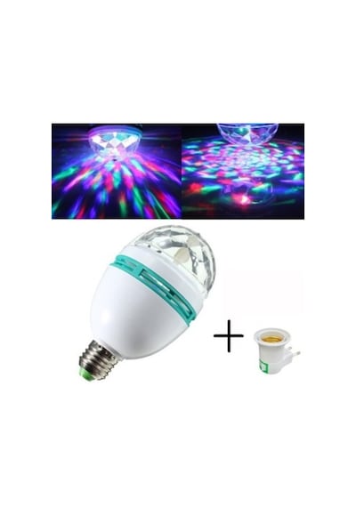 Renkli 360 Derece Dönen E27 Duy Işıklı Disco Led Ampul Lamba
