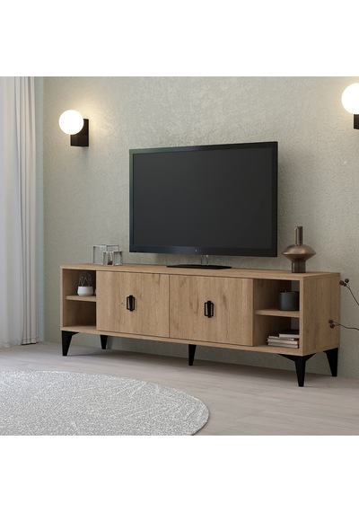 3507 Deren Tv Ünitesi 150 Cm Raflı Kapaklı Sepet Tv Sehpası Sepet