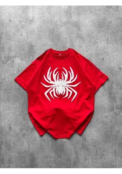 Dogutrend Örümcek Baskılı Tişört Kısa Kollu Bisiklet Yaka T-shirt - Kırmızı Dogutrend Örümcek Baskılı Tişört Kısa Kollu Bisiklet Yaka T-shirt - Kırmızı