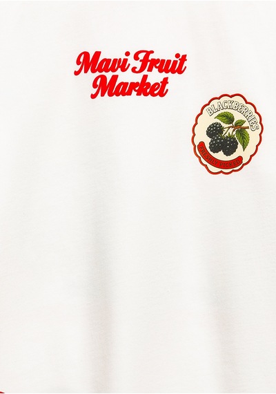 Mavi - Fruit Market Baskılı Ekru Tişört 7610435-70057