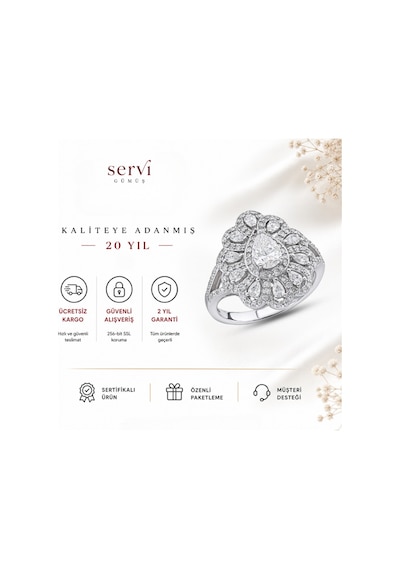 Servi 925 Ayar Gümüş Flora Majesty Yüzük-7