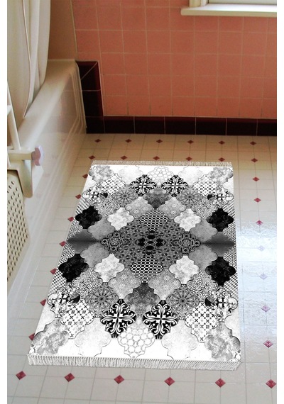 Eko Trend Djt Halı Yıkanabilir Kaymaz Taban Mu120 Patchwork gri