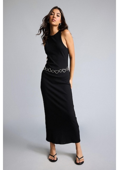 Defacto Bodycon Vücudu Saran Halter Yaka Ribana Kolsuz Siyah Maxi Elbise H7119ax26smbk81 Siyah-bk81