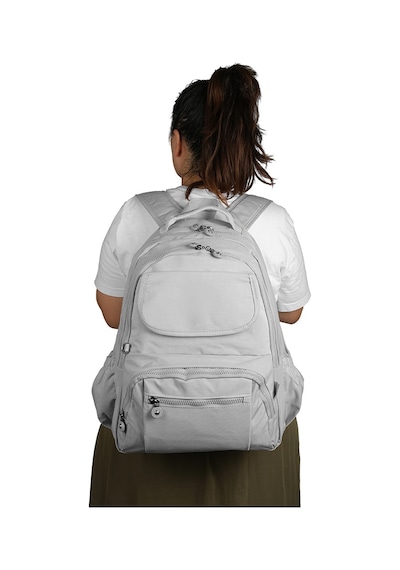 Bagacar 1215 Krinkıl Kumaş Su Geçirmez Laptop Bölmeli Okul Ve Günlük Sırt Çantası Gri