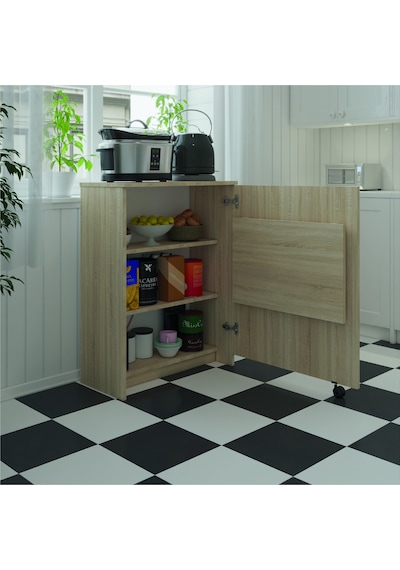 Asra Trend Mutfak Kiler Dolabı MD003 %100 MDF Katlanır Masa Hazırlık Tezgahı Sonoma