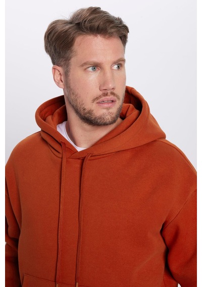 Tudors Unisex Oversize Geniş Kesim Pamuklu Yumuşak Dokulu İçi Polarlı Basic Kiremit Renk Kapüşonlu Sweatshirt-29412 Kiremit Tudors Unisex Oversize Geniş Kesim Pamuklu Yumuşak Dokulu İçi Polarlı Basic Kiremit Renk Kapüşonlu Sweatshirt-29412 Kiremit