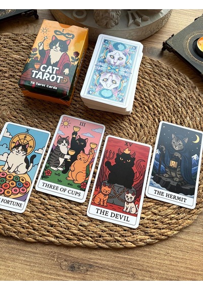 Kedi Tarot Destesi 78 Kart - Arındırma Kesesi Hediyeli