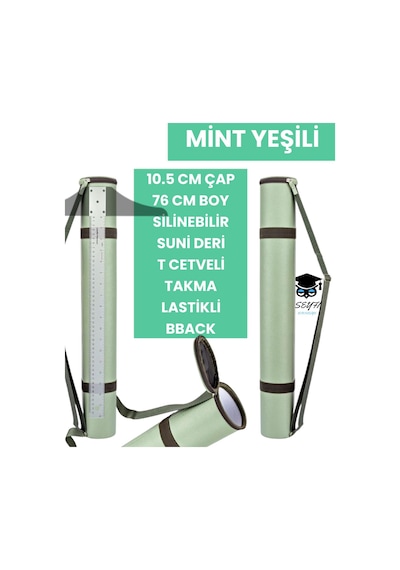 Proje Tüpü Bazuka 10.5 Cm Çap 76 Cm Boy Silinebilir Suni Deri T Cetveli Takma Lastikli Bback