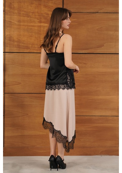Verymoda Dantelli Asimetrik Etek D2951 Taş