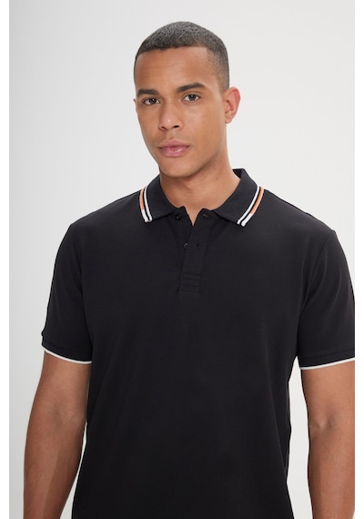 Ac&co Erkek Sıyah Slim Fit Dar Kesim %100 Pamuk Polo Yaka Tişört Siyah