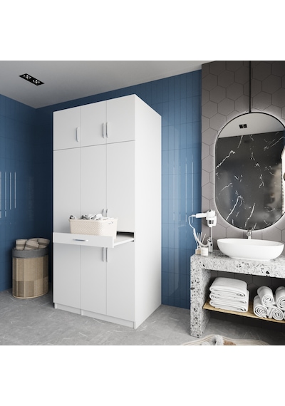 Vita Çamaşır Ve Kurutma Makinesi Dolabı Banyo Dolabı Beyaz
