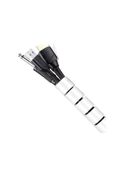 1 Mt X 22 Mm Spiral Boru Kablo Kanalı Kablo Fiş Düzenleyici Toplayıcı Kordon Kablo Tutucu Beyaz 1 Adet