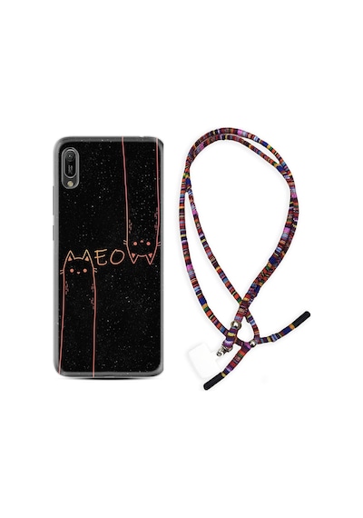 Huawei Y6 2019 Kılıf Rasta Boyun Askılı Meow 1657