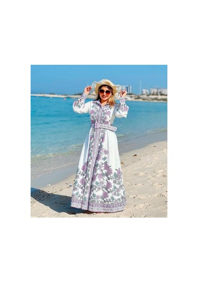Wellway Atlas Kumaş Elbise Kemer Dahildir -lila- Ww252 Mor