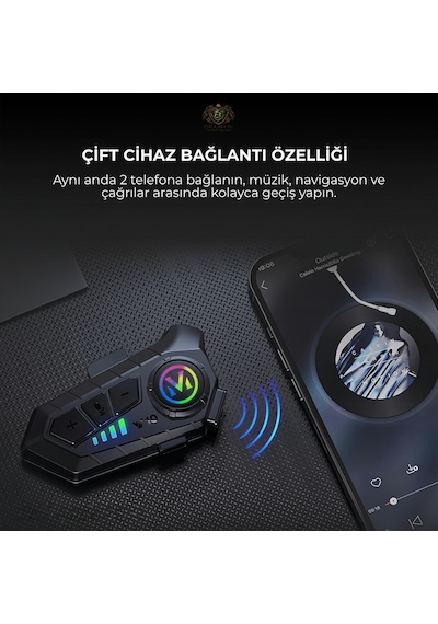 Y10 Kask Kulaklık Interkom Rgb Işıklı Motosiklet İnterkomu