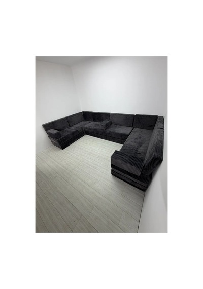 Premium Kadife Kumaş, Konforlu Yer Kanepesi ,modüler Şark Köşesi Takımı - Antrasit - 40 Cm - U Set