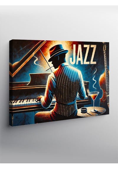 Kanvas Tablo Caz Piyanisti Ve Blues Gecesi