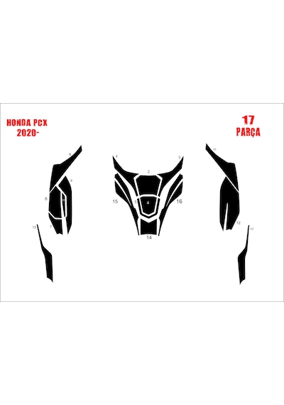 Honda Pcx 2021-2024 Tank Pad Ve Grenaj Kaplama Siyah