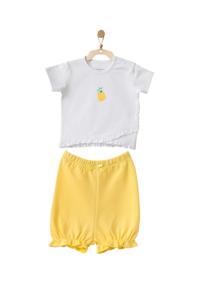 Dear Enika Andywawa Kız Bebek Ananas Desenli Alt Üst Sarı Şort Takım Ac21633r 001
