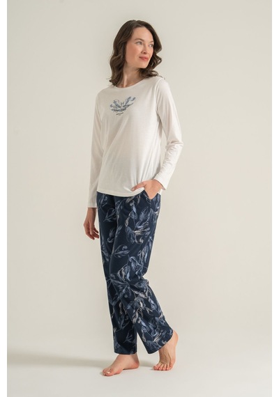 Pierre Cardin Kadın You Look Amazing Today Krem Uzun Kol Pijama Takım Pc9257-s-v2 Pc9257-s-v2