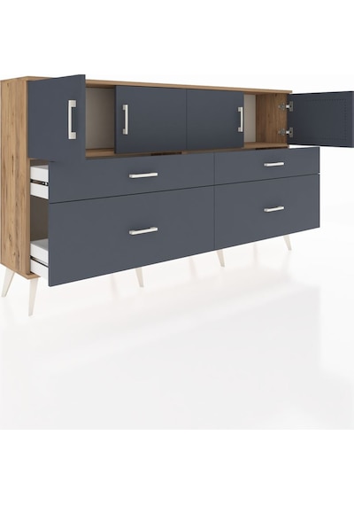 Arges Konsol 2 Raflı 4 Çekmeceli 4 Kapaklı 176x30x99 Çam-antrasit Çam-antrasit Arges Konsol 2 Raflı 4 Çekmeceli 4 Kapaklı 176x30x99 Çam-antrasit Çam-antrasit